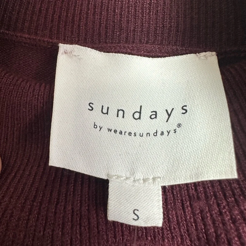 Anthropologie Sundays Burgundy Knit Long Sleeve Ruffle Hem Dress Size S - Picture 12 of 12